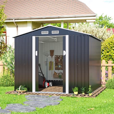 JAXSUNNY 8 x 8 FT Large Outdoor Storage Shed, Garden Shed 